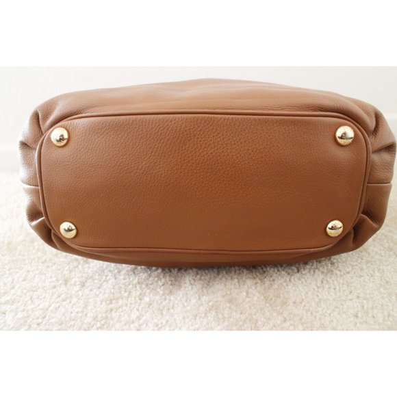 Michael Kors Megan Congac Brown Leather Satchel - Picture 6 of 9